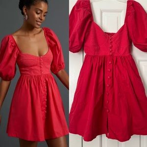 Anthropologie Maeve Puff Sleeve Sweetheart Mini Dress  XS